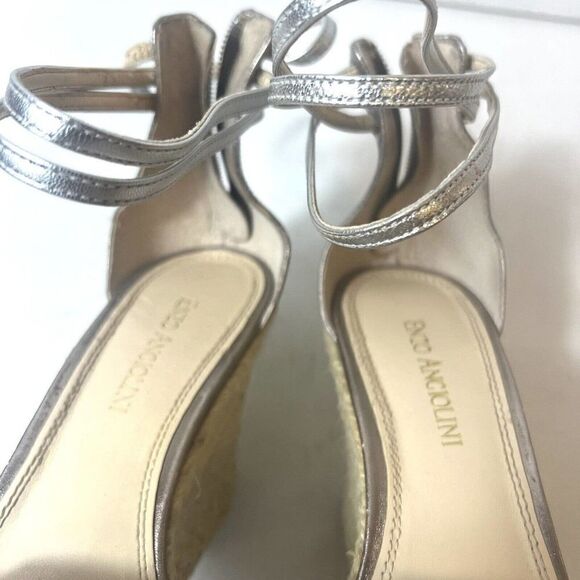 Enzo Angiolini Platform Wedges Ankle Strap Open Toe Sandals Metallic Womens 8.5M - Picture 9 of 14